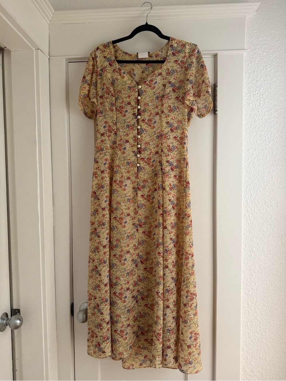 Tai Anyique Yellow Floral Maxi Dress with Button Front